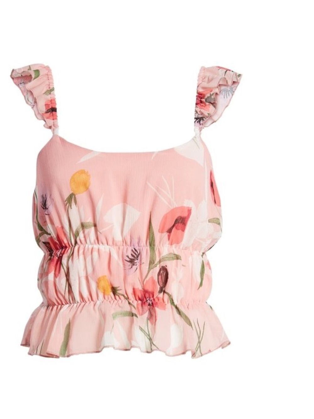 Plus Size Leith Floral Ruffle Crop Tank Top